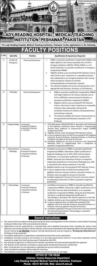 Lady Reading Hospital LRH Jobs