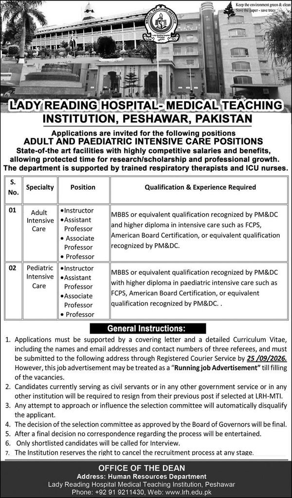 Lady Reading Hospital LRH Jobs