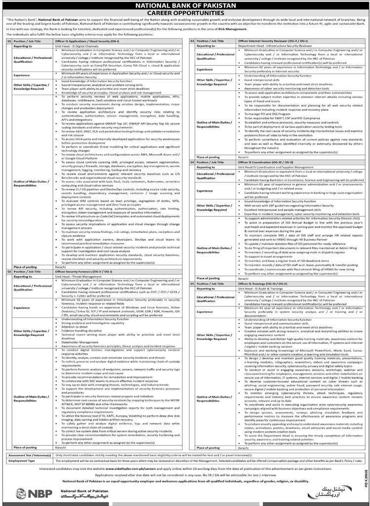 NBP Information Security Jobs