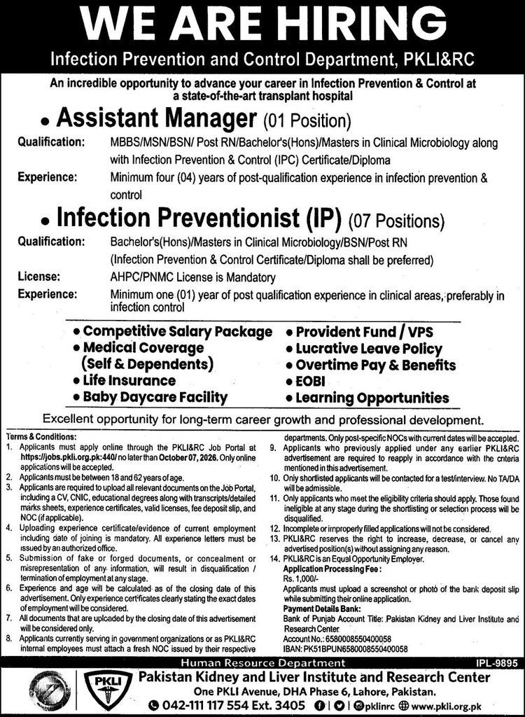 PKLI Infection Prevention Jobs