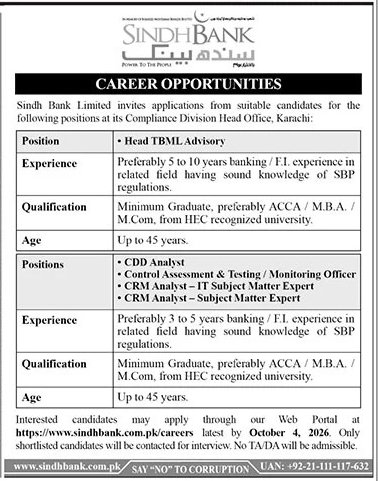 Sindh Bank Jobs