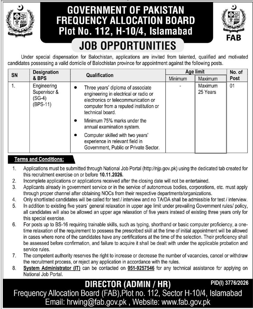 Frequency Allocation Board FAB Jobs