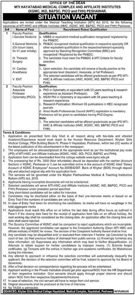 HMC Peshawar Jobs