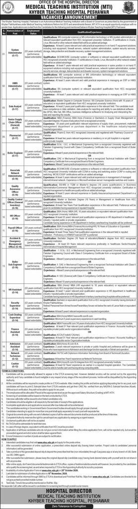 MTI Khyber Teaching Hospital Jobs