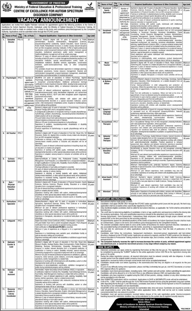 Autism Centre Jobs