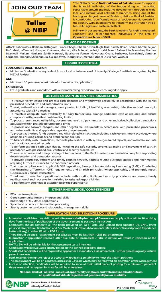 NBP Teller Jobs