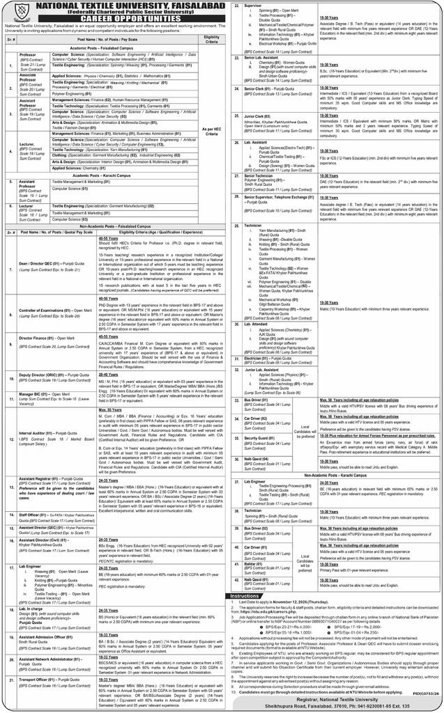 NTU Teaching & Non-Teaching Jobs