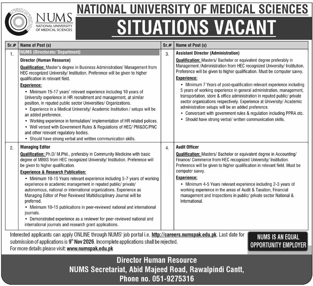 NUMS Professional Jobs