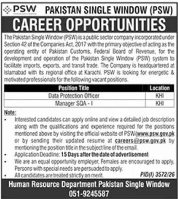PSW Data Protection Officer & SQA Jobs