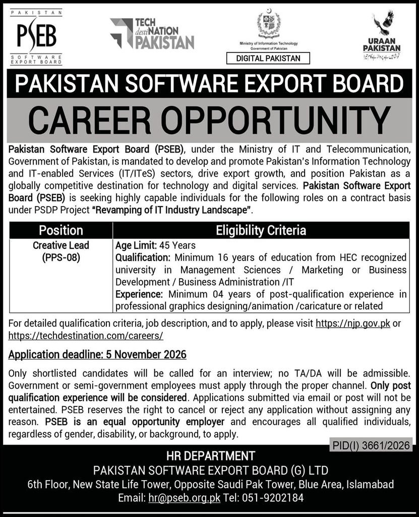PSEB Creative Lead Jobs