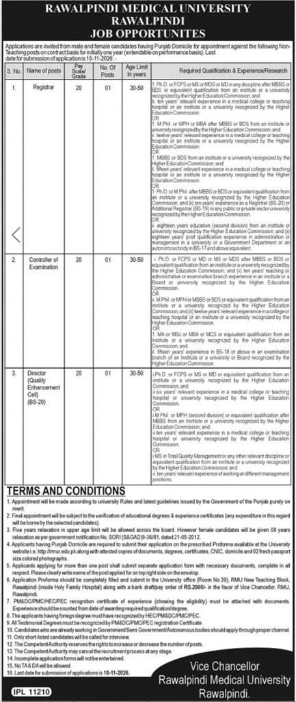 RMU Registrar & Controller Jobs